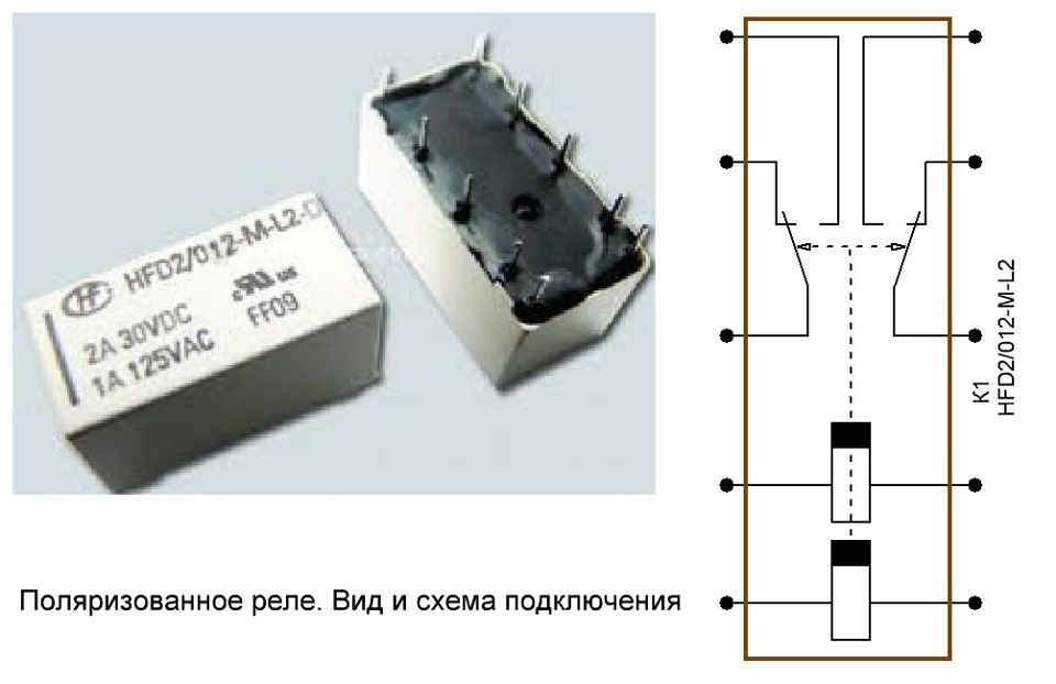 Схема включения бистабильного реле