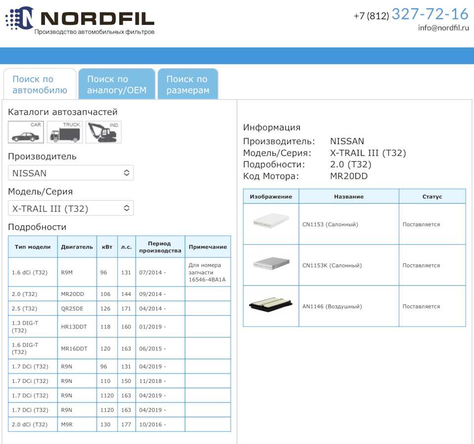 Воздушный фильтр NORDFIL. — Nissan X-Trail III (t32), 2 л, 2018 года ...