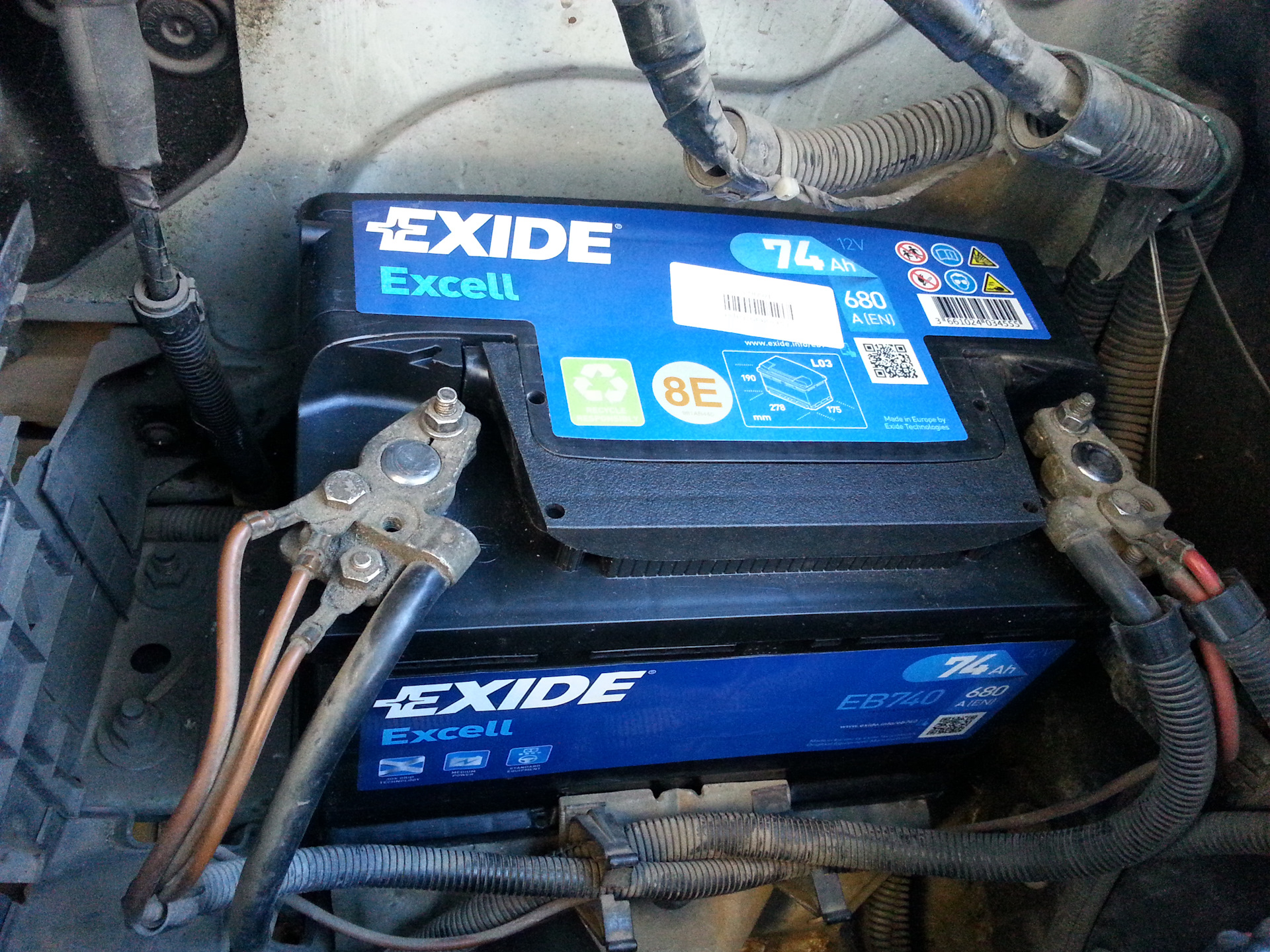 Exide аккумуляторы как снять крышку Новый АКБ EXIDE Excell EB740 (74 А/ч) 680A - Volkswagen Transporter T4, 1,9 л, 1