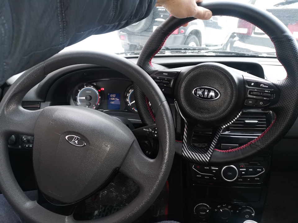 Руль от KIA RIO 4 SC на приору SE — Lada Приора хэтчбек, 1,6 л, 2014 ...