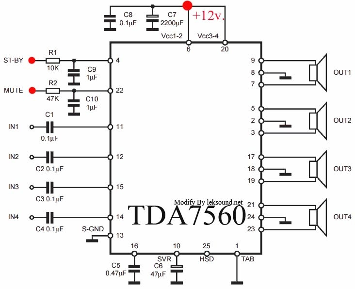 Tda7560 схема усилителя