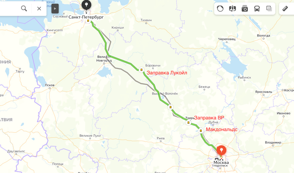 М11 карта заправок на трассе