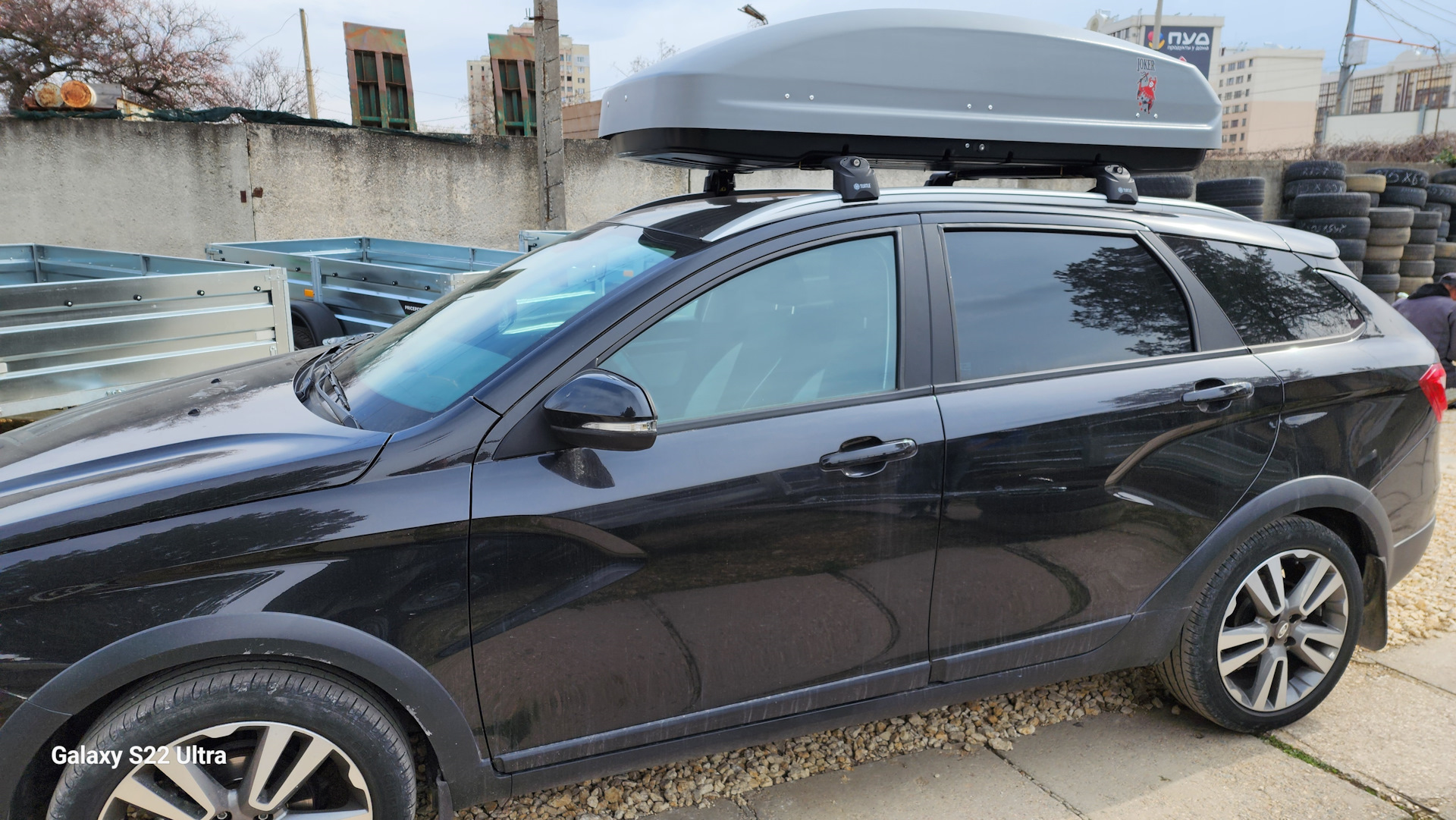 автобокс на крышу — Lada Vesta SW Cross (1G), 1,8 л, 2019 года ...