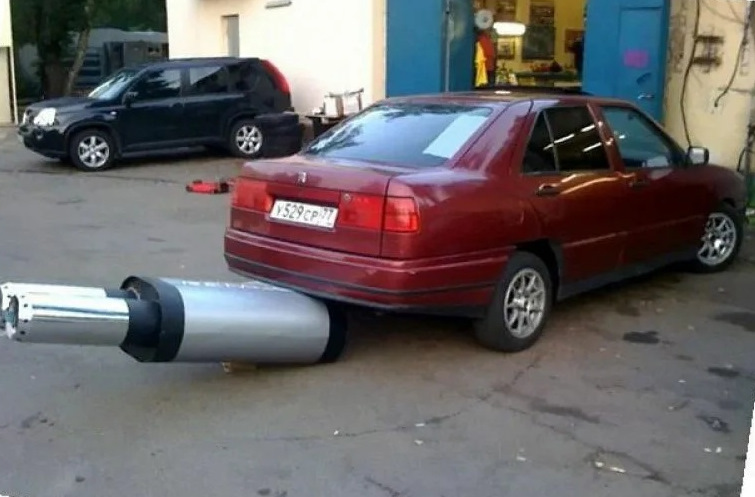 Глушитель машины фото Насадка на выхлоп (+6 Бешеных собак под капот) - Skoda Fabia Mk2, 1,4 л, 2010 го