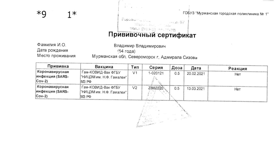 Вакцинация. — DRIVE2