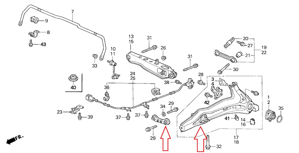 Большие "ушастые" сайлентблоки — Honda CR-V (RD1/RD2), 2 л, 2001 года ...