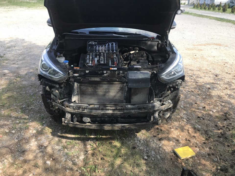 Передние парктроники — Hyundai Santa Fe (3G), 2,2 л, 2017 года ...