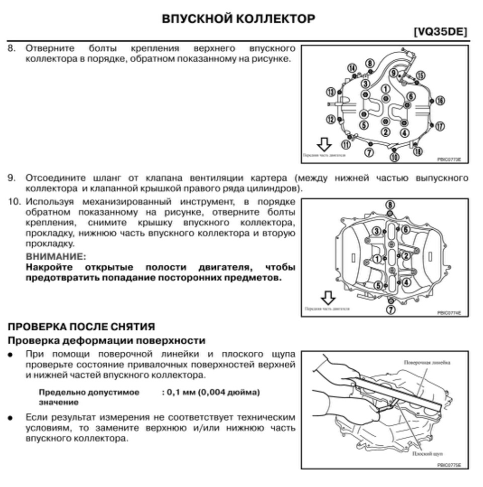 Момент затяжки гбц инфинити fx35