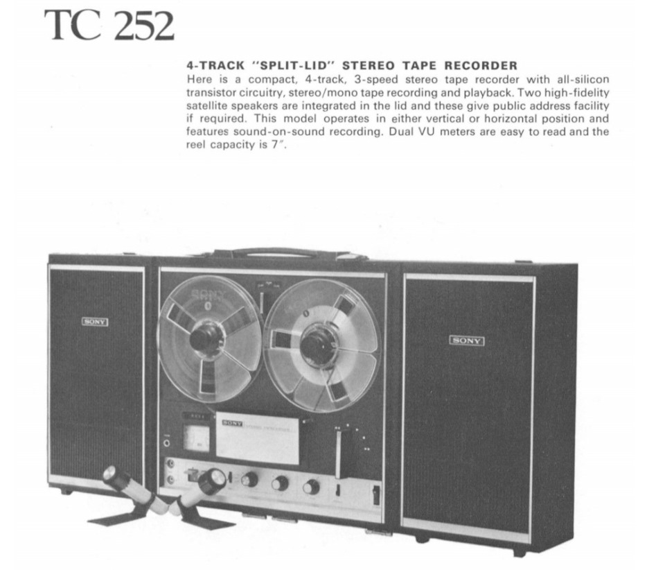 1971 Sony TC-252W Solid State Stereo Tapecorder Tape Recorder