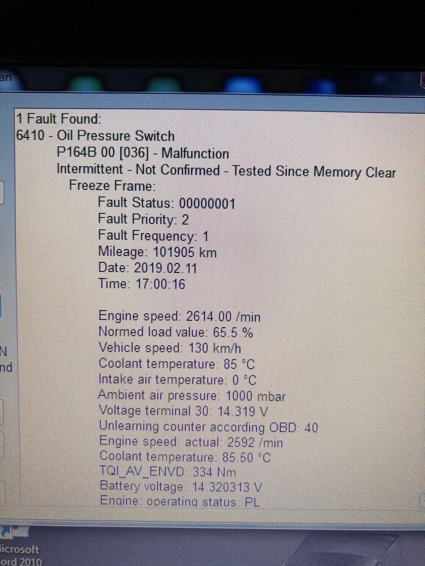 Pressure fault