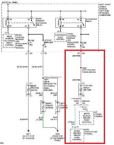 Electric Wiper De-Icer / Подогрев зоны покоя дворников — Chrysler Town ...