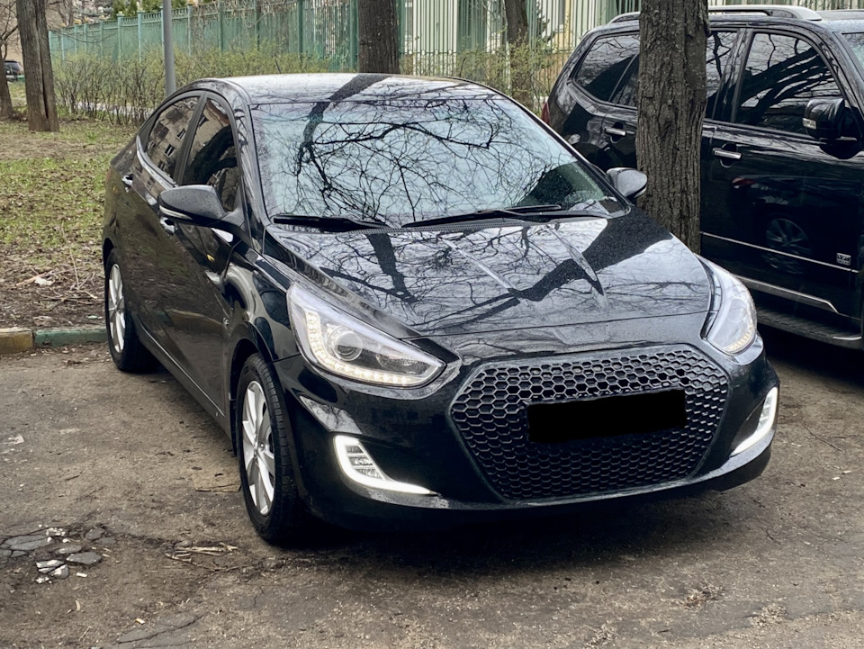 Линзованные LED фары Solaris + тюнинг LED птф — Hyundai Solaris (1G), 1 ...