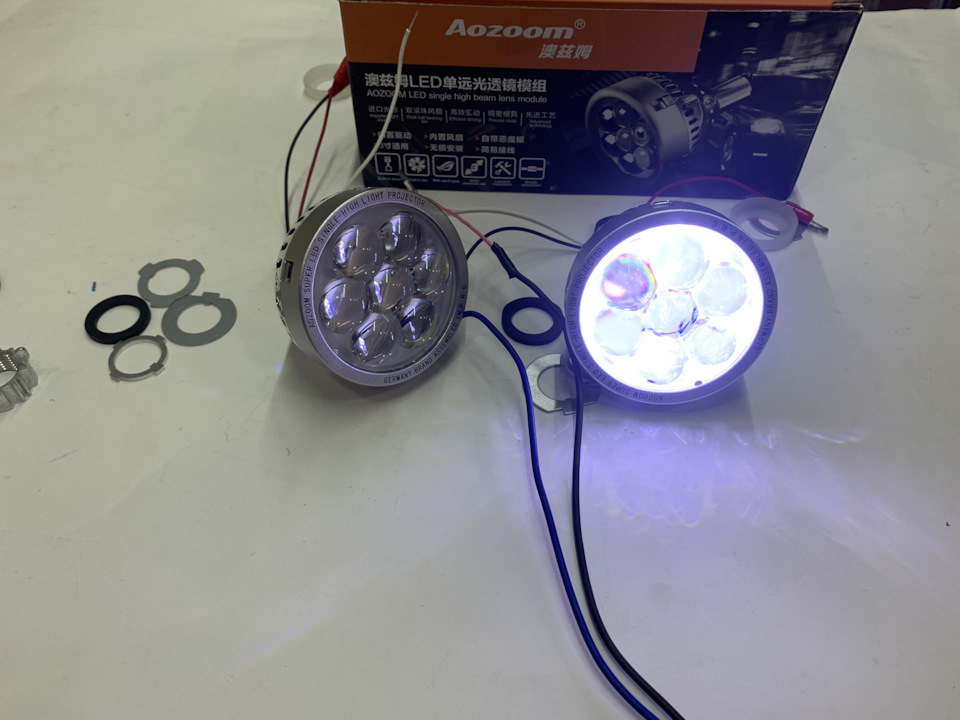 Линзы дальнего света светодиодные Aozoom ALPD-04 с функцией ДХО(Паучий ...