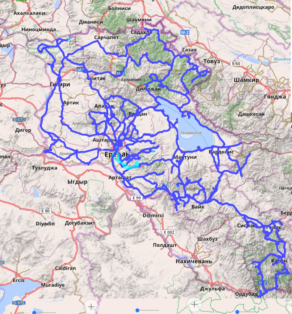 Карта всех наших поездок по Закавказью — Mitsubishi Pajero Sport (2G)