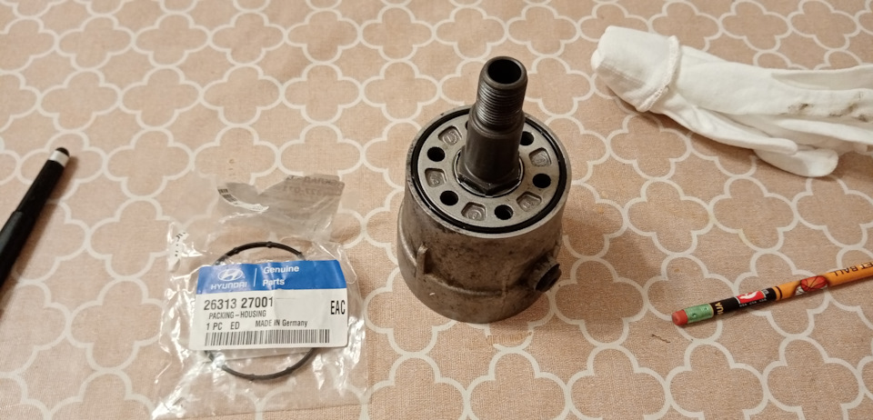 Прокладка стакана масляного фильтра — Hyundai Santa Fe (1G), 2 л, 2008 ...