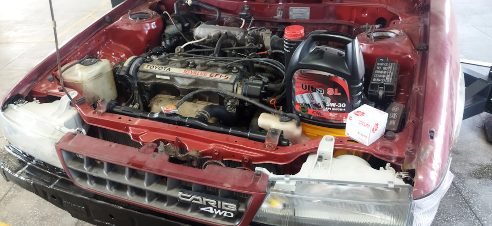 Замена масло в ДВС — Toyota Sprinter Carib (AE95G), 1,6 л, 1994 года ...