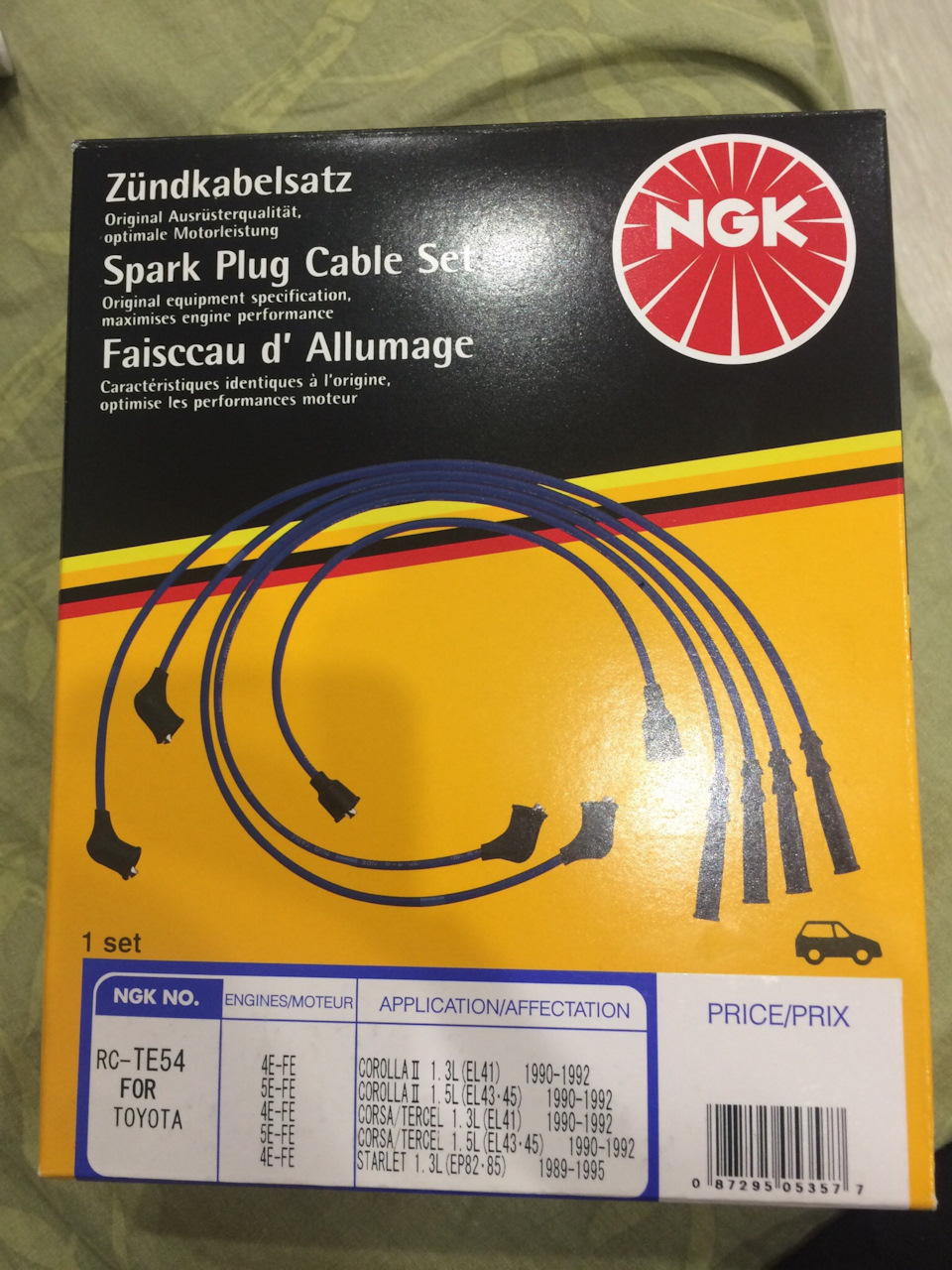 Высоковольтные провода NGK — Toyota Corsa (4G), 1,5 л, 1991 года ...