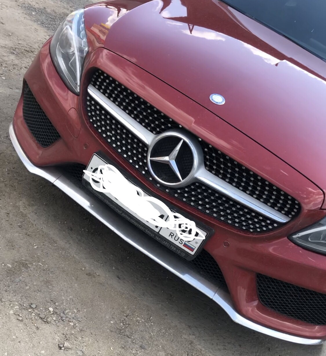 Светящаяся звезда Мерседес в решетку w205