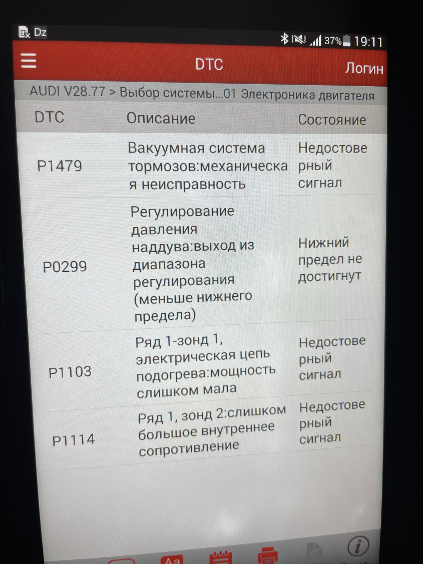 Ошибки p1479,0299,1103,1114 — Audi A4 (B6), 1,8 л, 2003 года | поломка |  DRIVE2