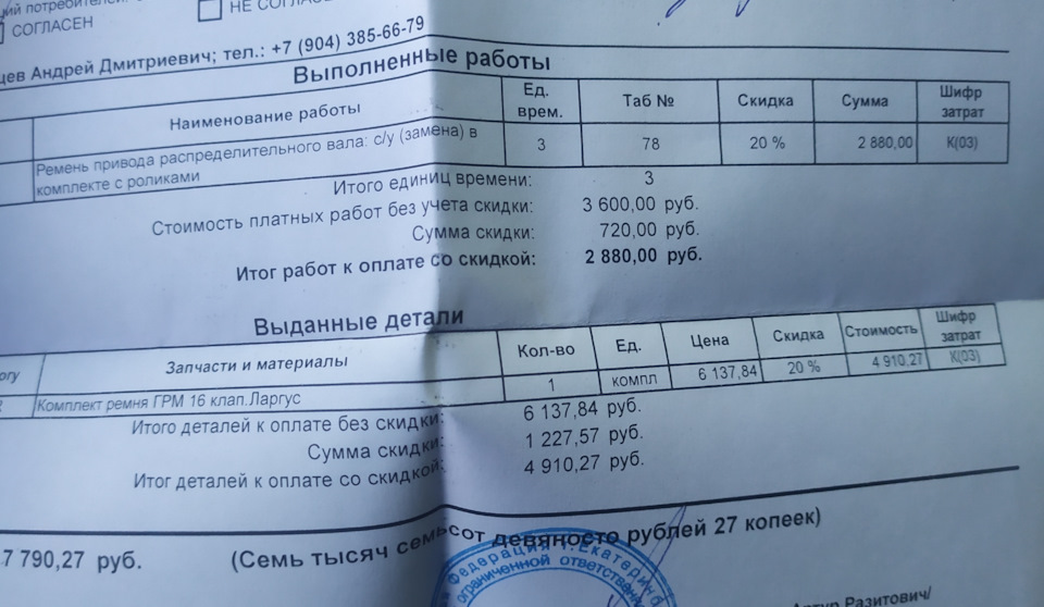 Замена грм — Lada Largus Cross, 1,6 л, 2017 года | визит на сервис | DRIVE2