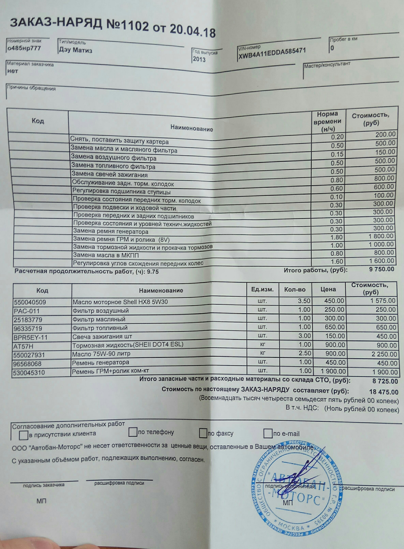 ТО 40 000. Замена ремня ГРМ.Колодки sbk — Daewoo Matiz (M100/M150), 0,8 ...