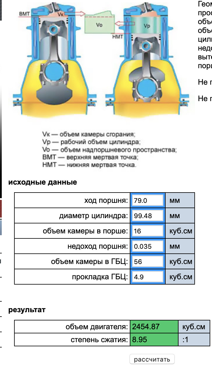 Степень сжатия поршня