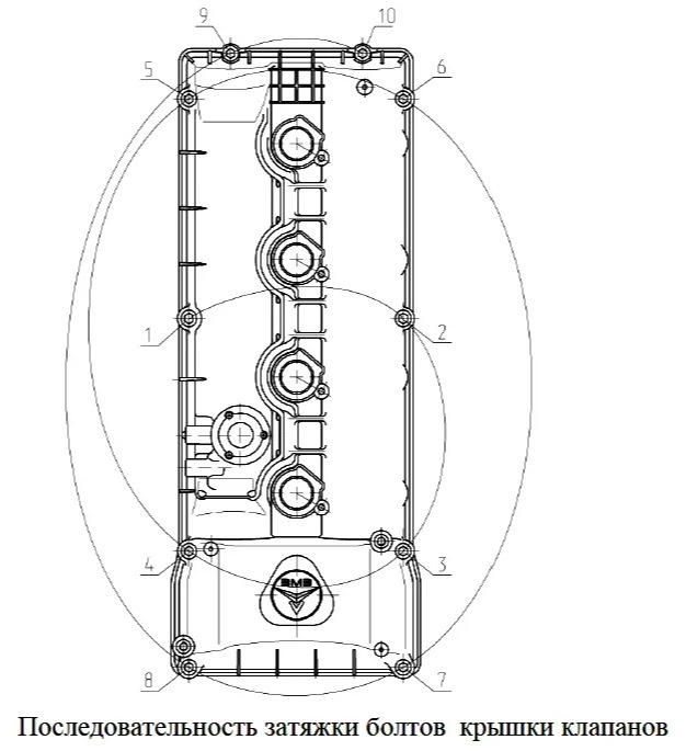 Схема затяжки болтов клапанной крышки лачетти