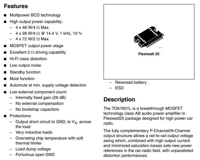 Tda7851a схема усилителя