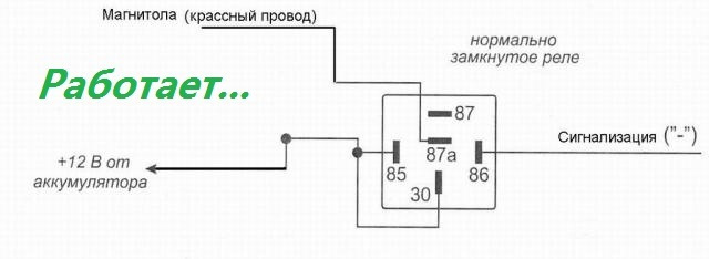 Отключение магнитолы при постановке на охрану