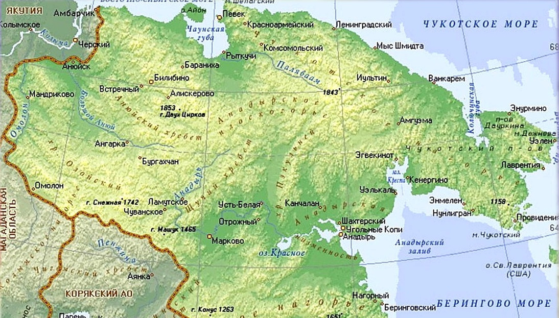 Районы чукотского автономного округа
