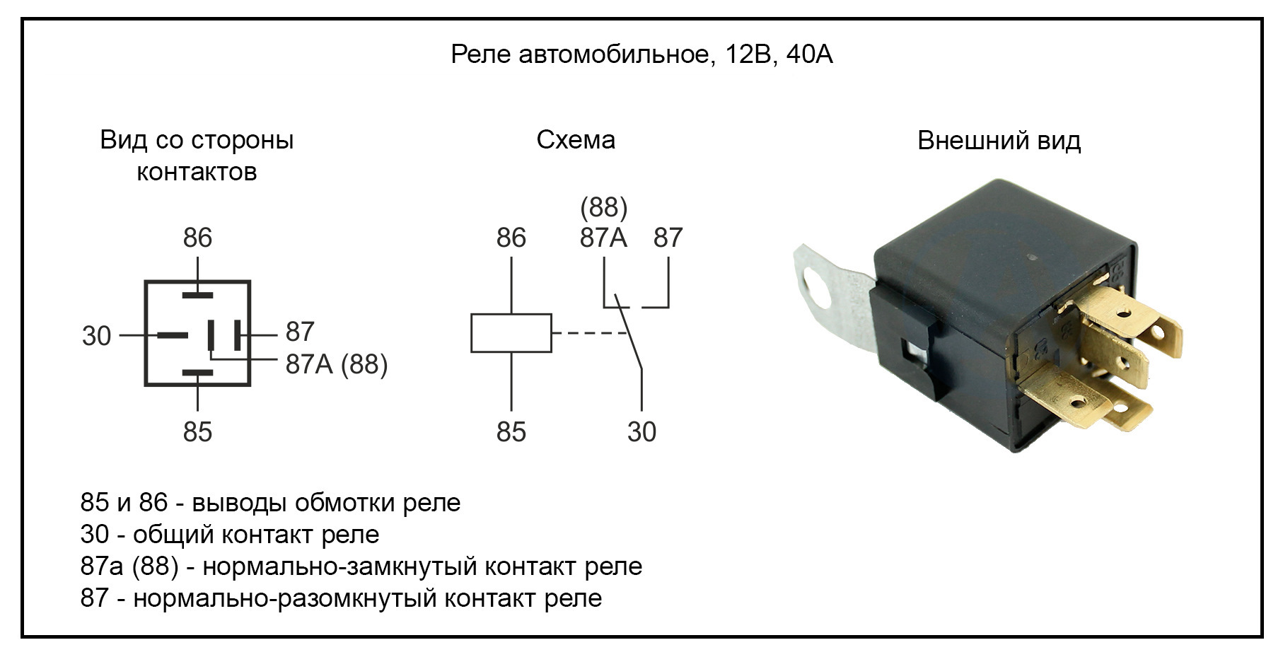 Автомобильное реле 12в схема подключения