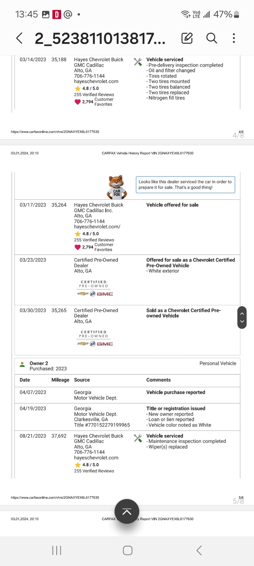 2. Отчет carfax — Chevrolet Equinox (3G), 2 л, 2019 года | просто так ...