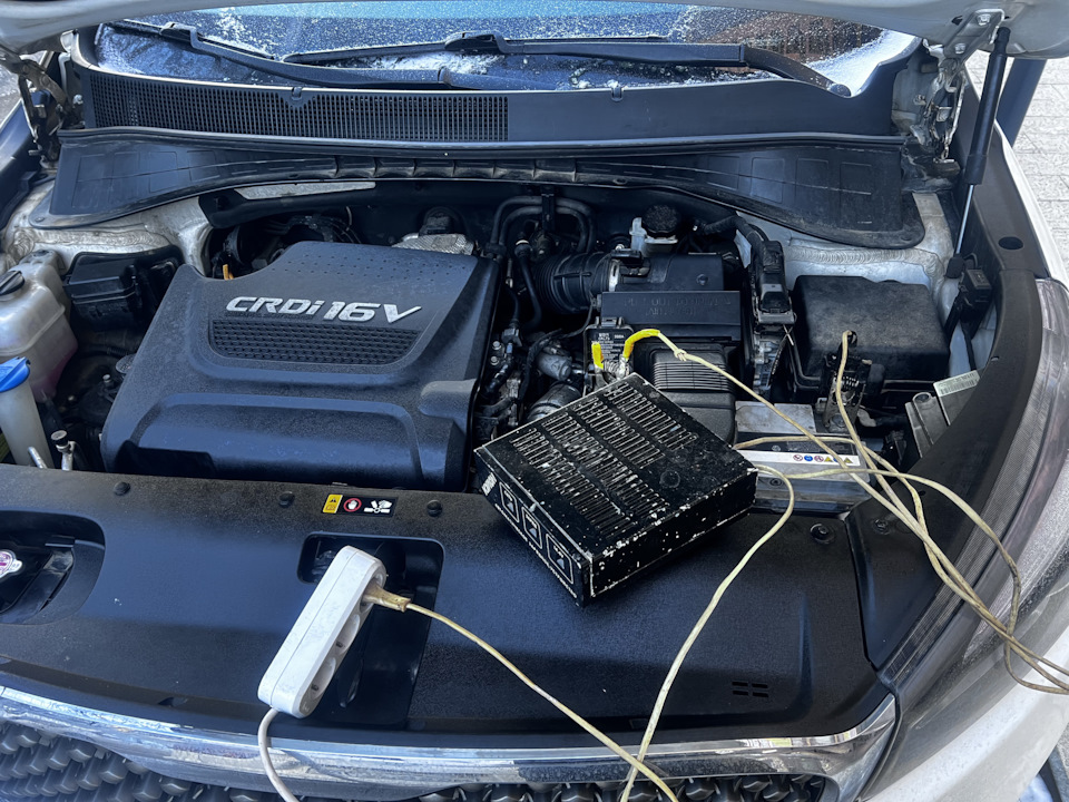 24 замерз 🥶(заряд, jump starter) — KIA Sorento (3G), 2,2 л, 2016 года