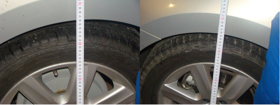 После замены пружин прошло 10 дней. Слева зад — 66 см, справа перед — 65,5 см. Возможна погрешность из-за измерения рулеткой :). — Volkswagen Polo Sedan. Запчасти на фото: 648889, 550308, 595585, S61505, 60S06, 14197432