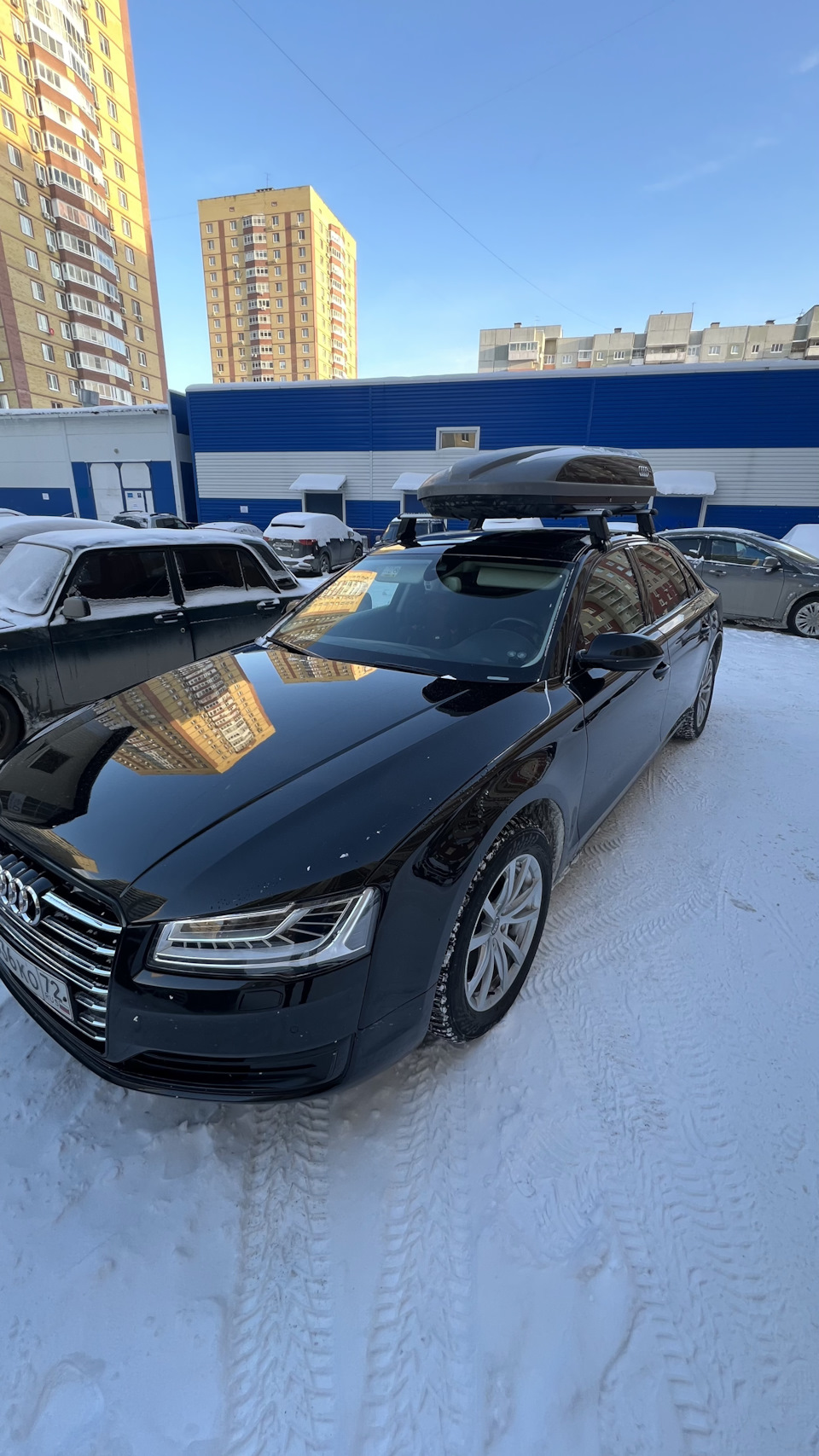 Зимние покатушки. Бокс на крышу — Audi A8 (D4), 3 л, 2016 года | аксессуары  | DRIVE2