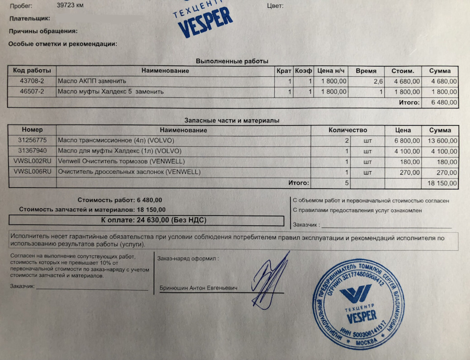 Замена масла в АКПП и муфте Халдекс — Volvo V60 Cross Country (2G), 2 л ...