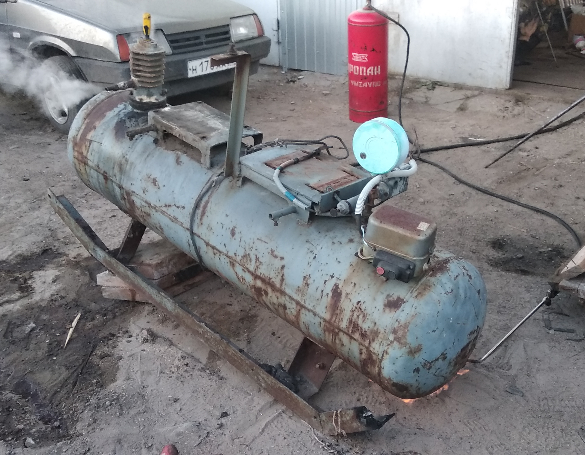 ресивер стд 50. баллон 50 л. компрессор собираем из зил 130. как сделать компрессор из газового баллона. компрессор воздушный из пропанового баллона.