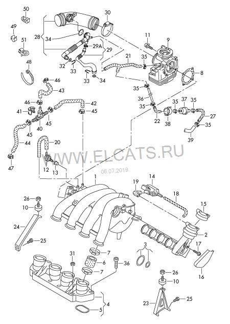 Клапан вентиляции картерных газов Volkswagen Passat B5