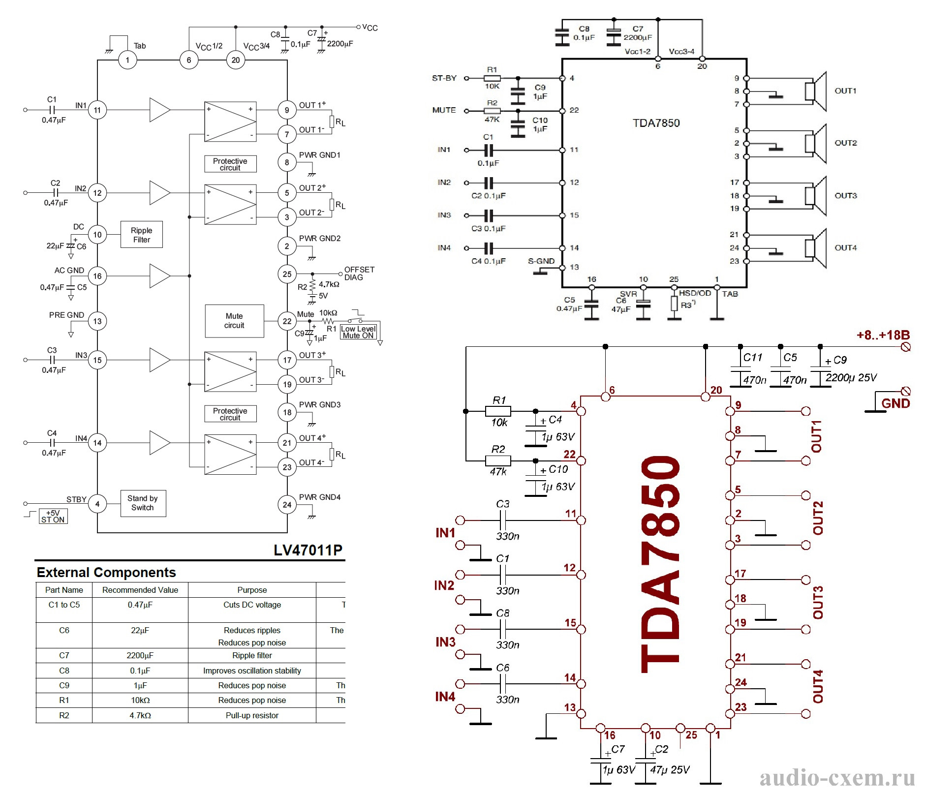 Tda7850 схема усилителя