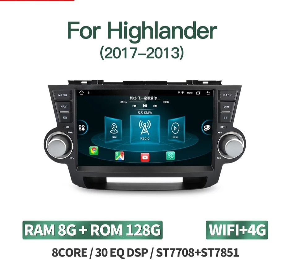 Установка ГУ на Android 11 8-128 WiFi+4G — Toyota Highlander (XU40), 3,5 л,  2013 года | аксессуары | DRIVE2