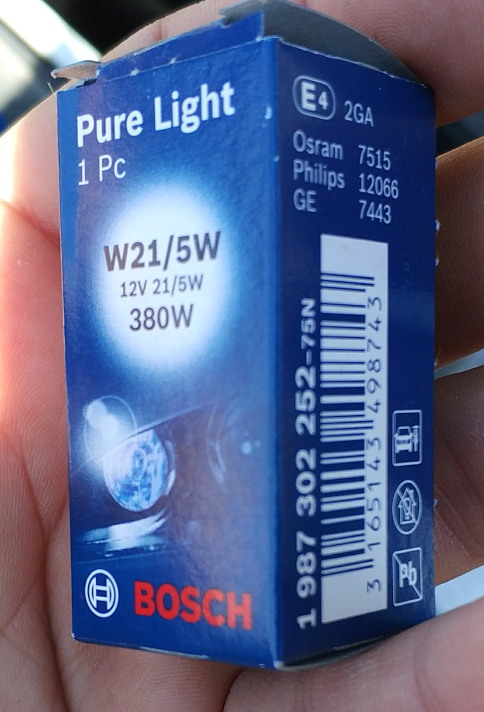 1987302252 ЛАМПА 12V 21/5W W21/5W PURE LIGHT (КАРТОН 1 ШТ) BOSCH ...