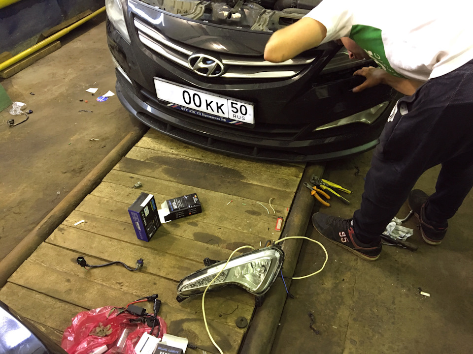 ПТФ с пакета свет. Диоды+ксенон. Солярис (Solaris) — Hyundai Solaris, 1 ...