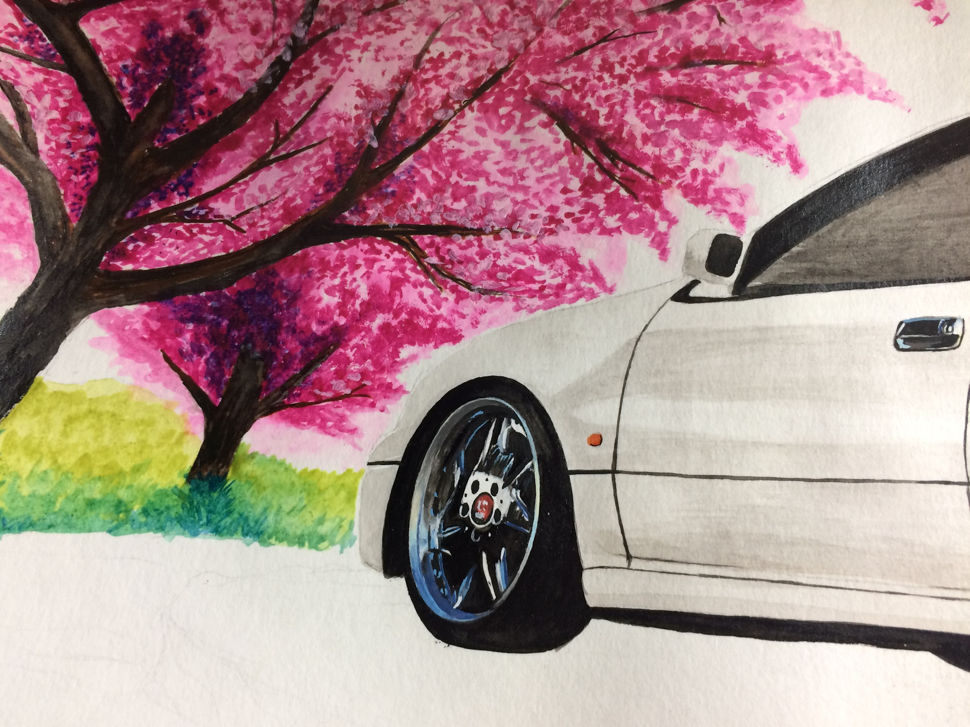 Рисунок Toyota акварель