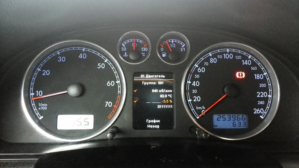 чтение группы. галочкой отмечаются показания по которым можно построить график — Volkswagen Passat B5