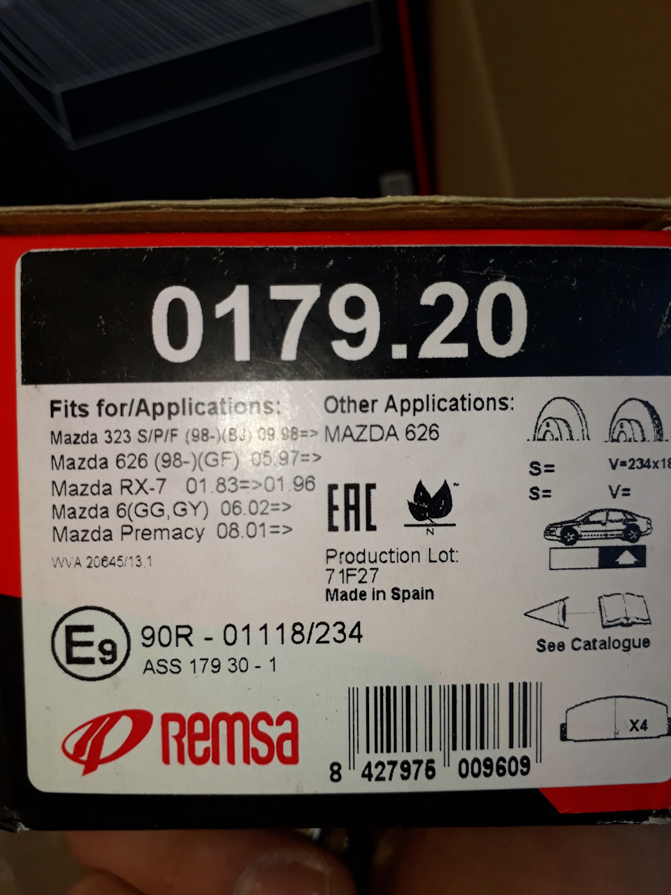 Фото в бортжурнале Mazda 6 (1G) GG. Запчасти на фото: 017920, 71F27, 17930