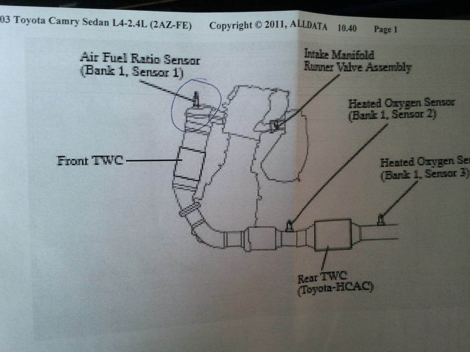 датчик кислорода банк 1 sensor 1 toyota rav4 2003 года