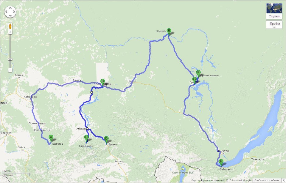 Красноярск иркутск маршрут на машине карта