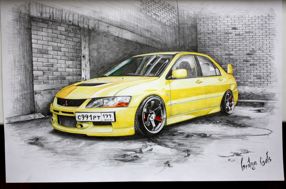 Mitsubishi lancer нарисовать