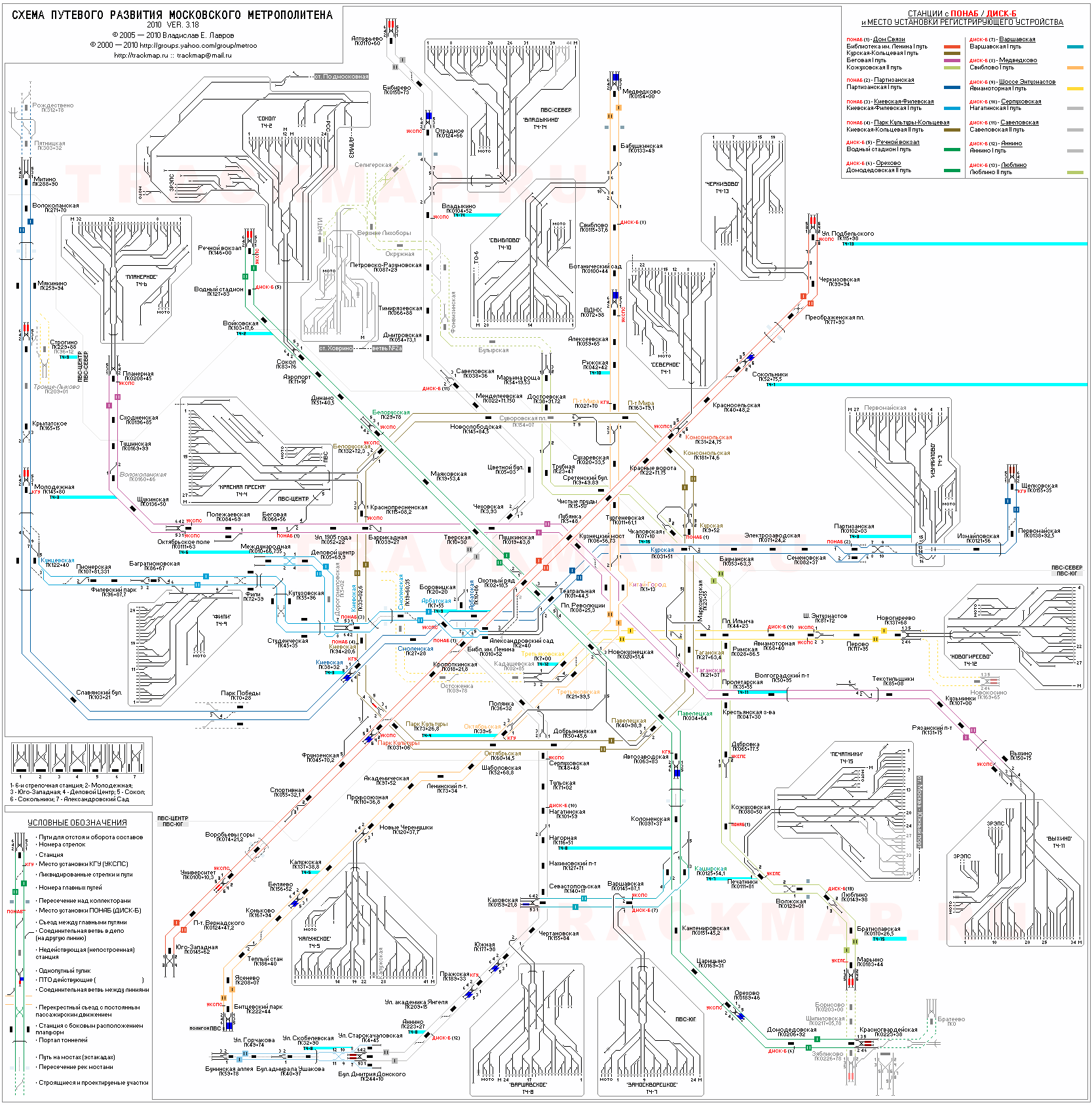 Карта путевого развития метро москвы