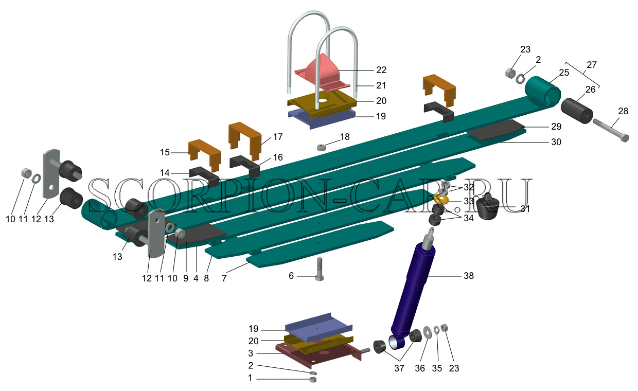 Схема подвески газ 31105